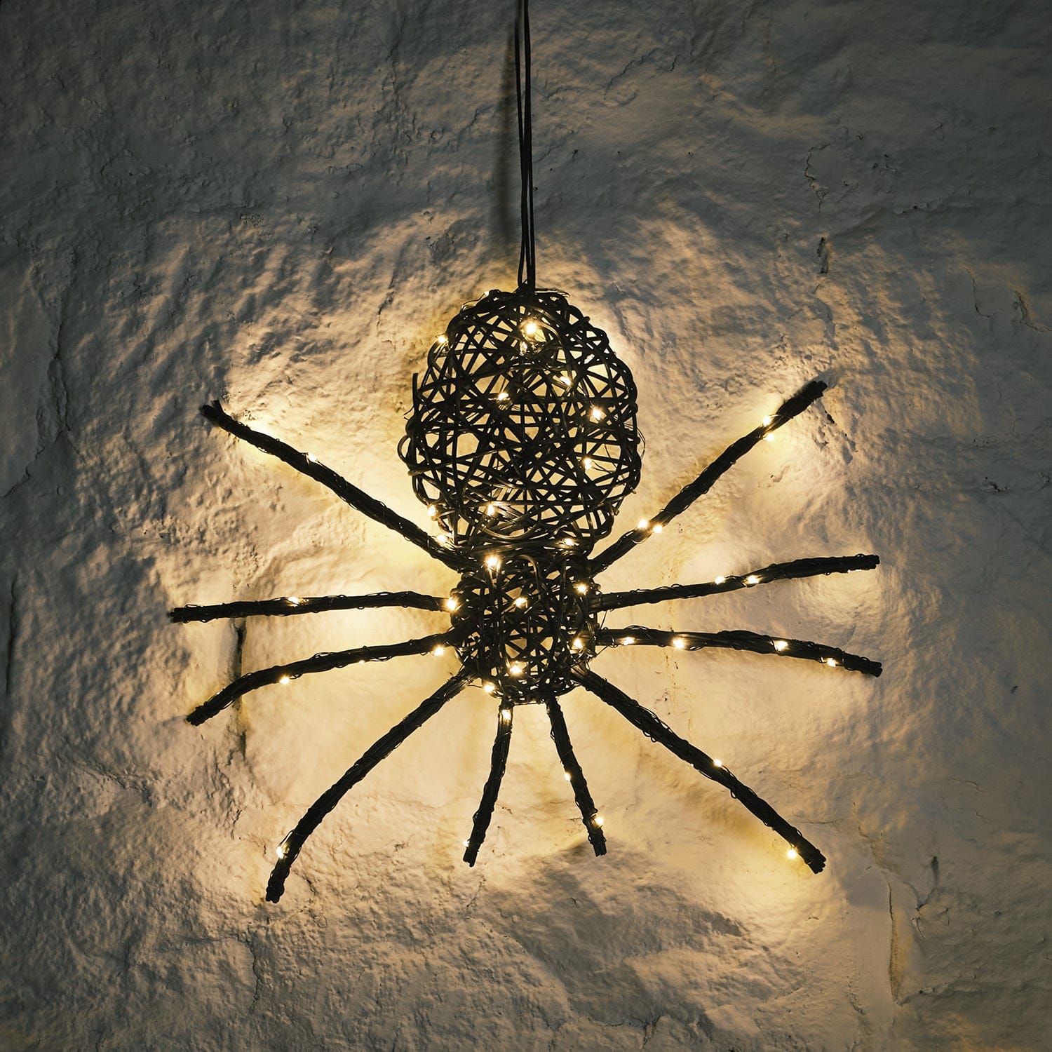 Rattan Black Spider Light Up Halloween Figure — official retailer photograph