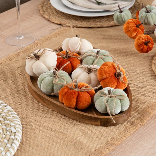 Set of 9 Velvet Pumpkins