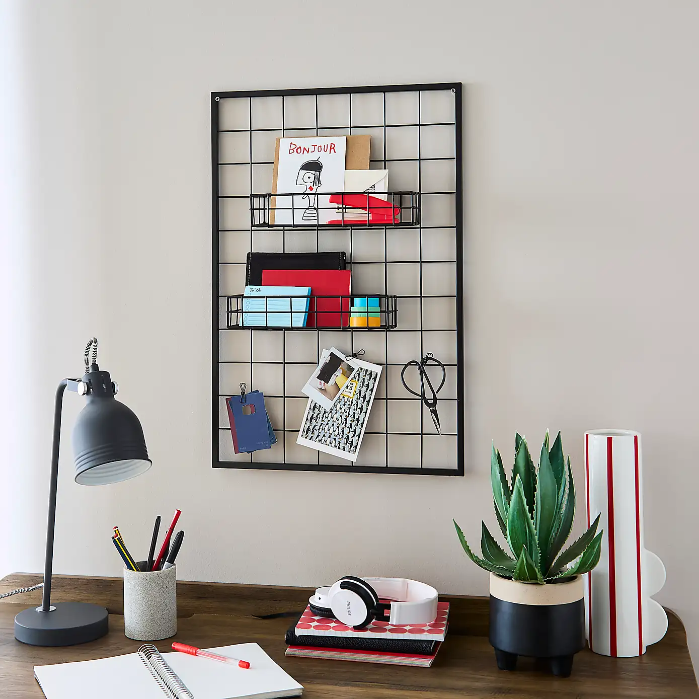 Black Wire Peg Board with Shelves