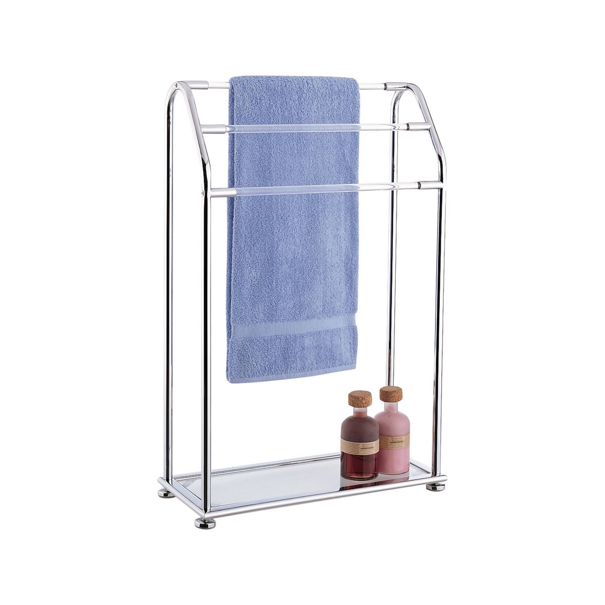 Three-Bar Freestanding Towel Rack — Chrome