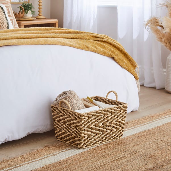 Zig Zag Woven Rectangle Storage Basket